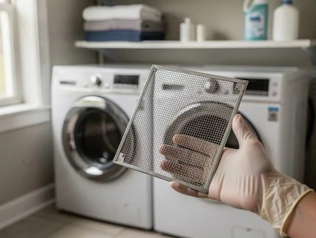 Santa Monica Dryer Vent Cleaning specialist performing detailed lint trap cleaning service in Santa Monica