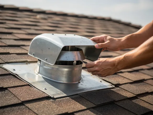 Santa Monica Dryer Vent Cleaning certified technician safely cleaning a roof-mounted dryer vent in Santa Monica