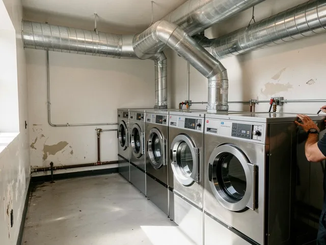 Santa Monica Dryer Vent Cleaning team performing large-scale commercial dryer vent cleaning in Santa Monica