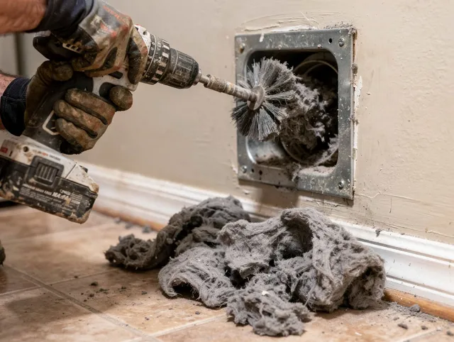 Certified Santa Monica Dryer Vent Cleaning technician performing dryer vent cleaning in Santa Monica